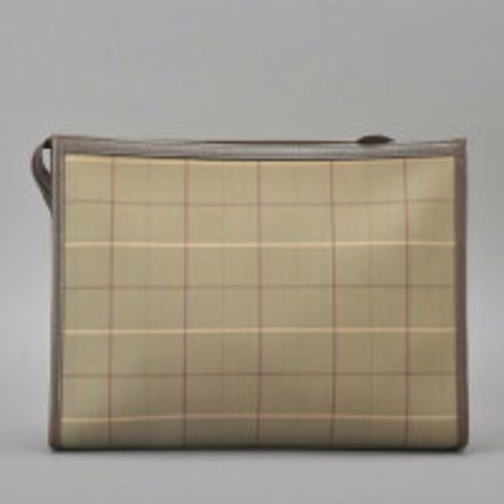 BURBERRYS checked clutch bag iridescent canvas leather green brown kb - Picture 4 of 6